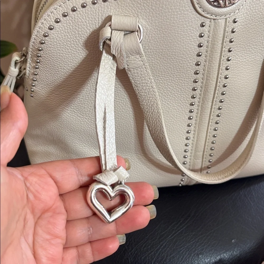 Brighton leather Cream Satchel with Heart Charm